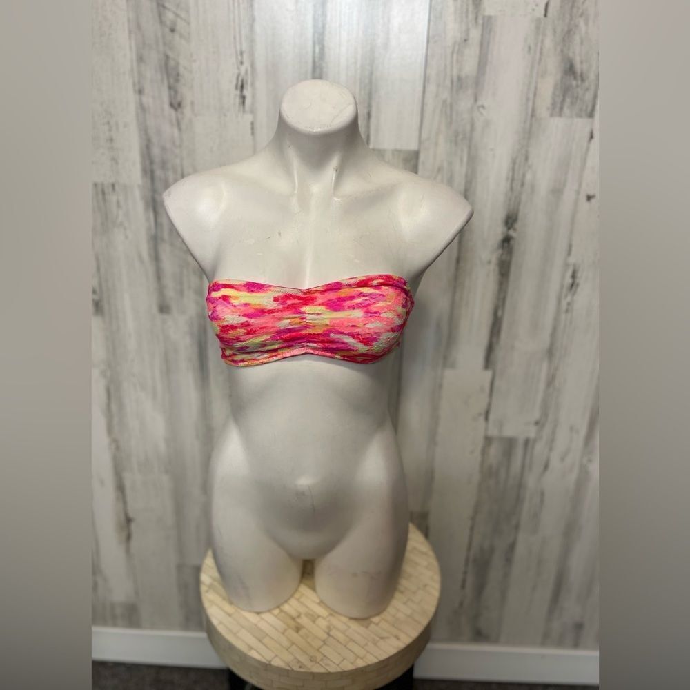 Victoria's Secret PINK Neon Floral Lace Bandeau Tube Top Womens Size Small S